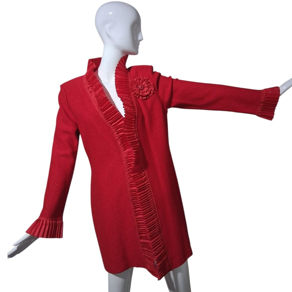 St. John Elegant Santana Knit Women's size 8‎ Old Money Pleated Event Cardigan